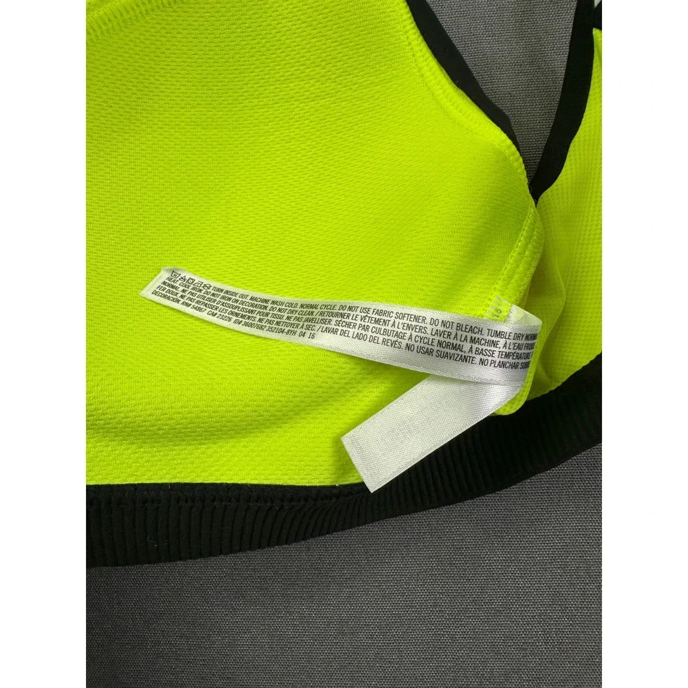 VSX Victoria's Secret‎ Neon Yellow Front Zip Racerback Sports Bra Geometric 34B
